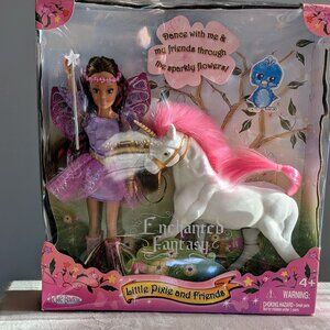 VTG 2006 Enchanted Fantasy Little Pixie & Friends Doll Unicorn NEW Box RARE